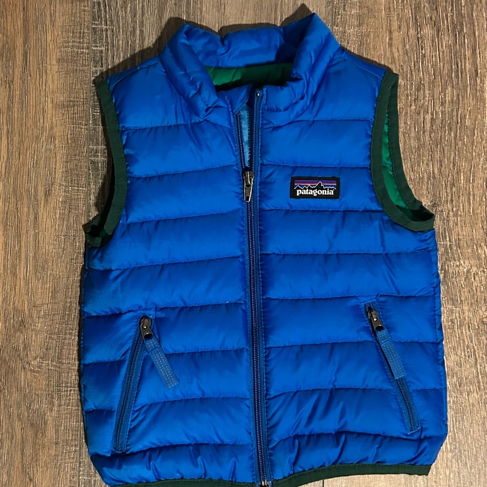 Patagonia Kids Blue and Green Puffer Vest